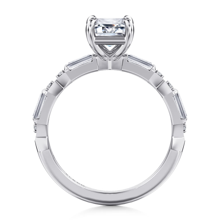 Dariella - 14K White Gold Emerald Cut Diamond Engagement Ring - 0.4 ct - Shot 2