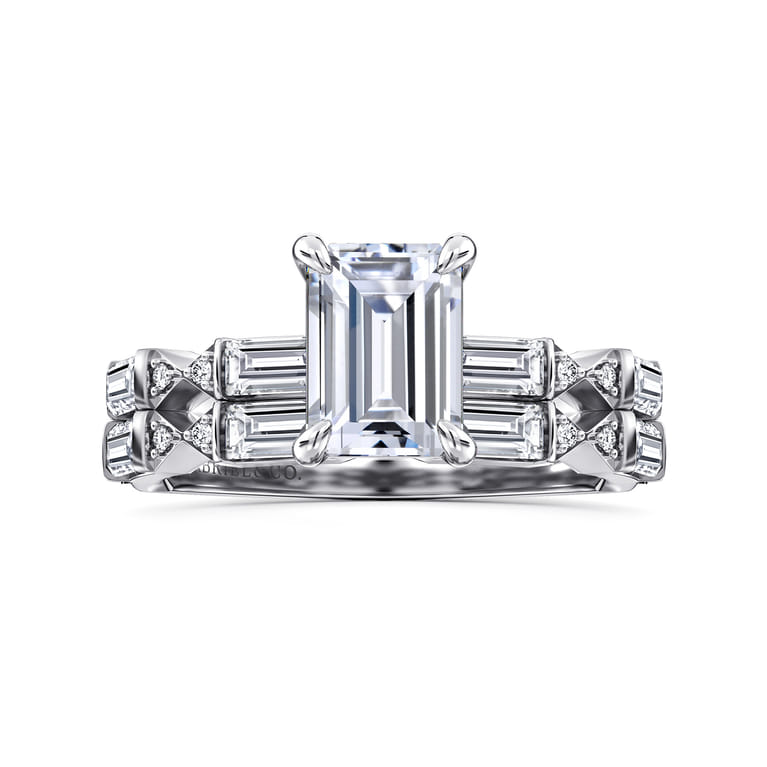 Dariella - 14K White Gold Emerald Cut Diamond Engagement Ring - 0.4 ct - Shot 4