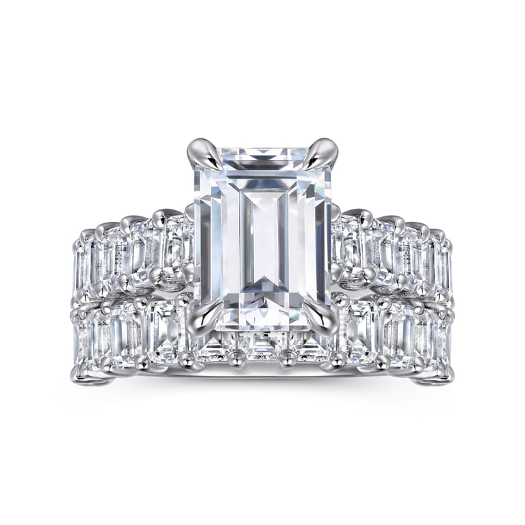 Brava - 14K White Gold Emerald Cut Diamond Engagement Ring - 1.8 ct - Shot 4