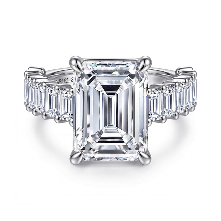 Brava - 14K White Gold Emerald Cut Diamond Engagement Ring - 1.8 ct - Shot 1