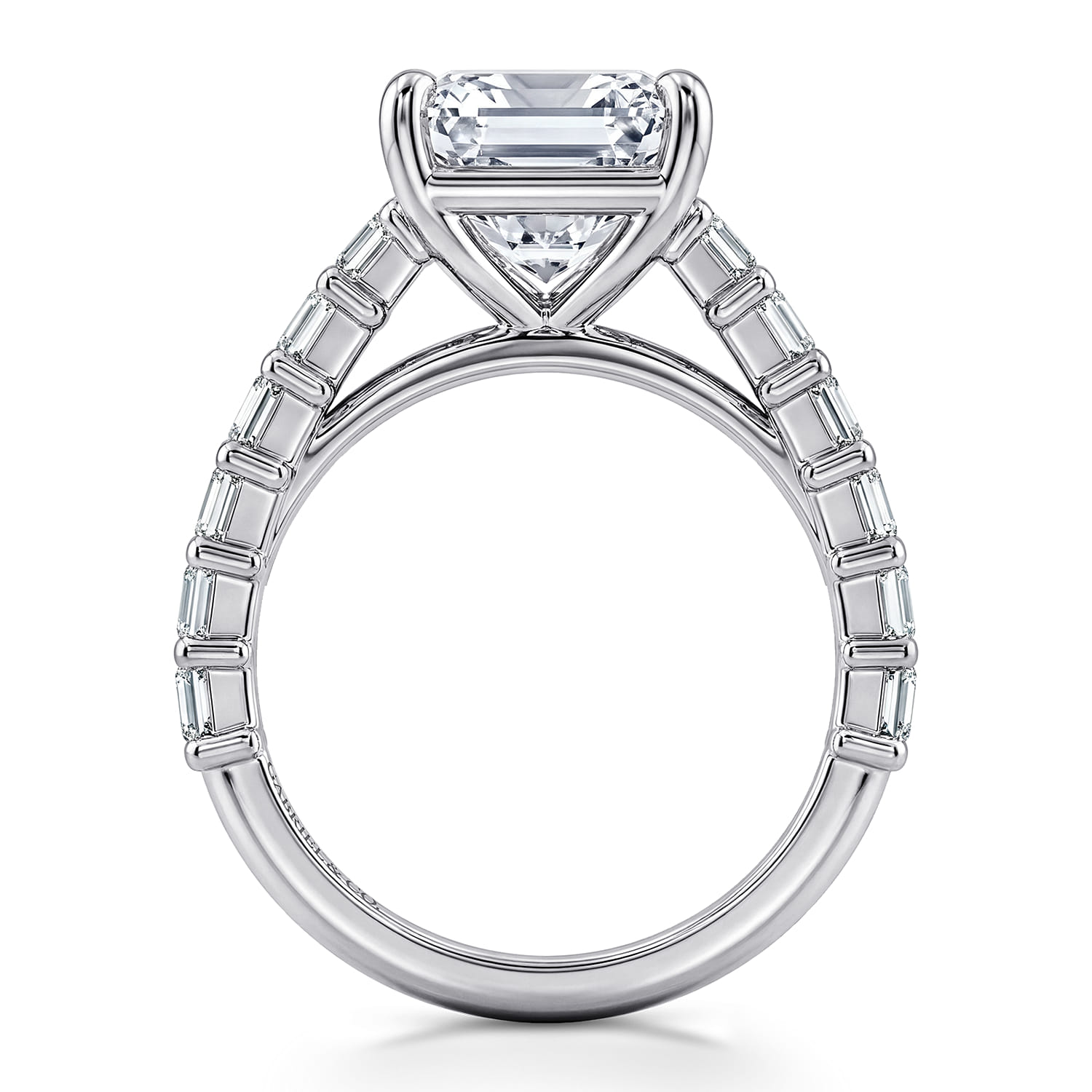 Brava - 14K White Gold Emerald Cut Diamond Engagement Ring - 1.8 ct - Shot 2