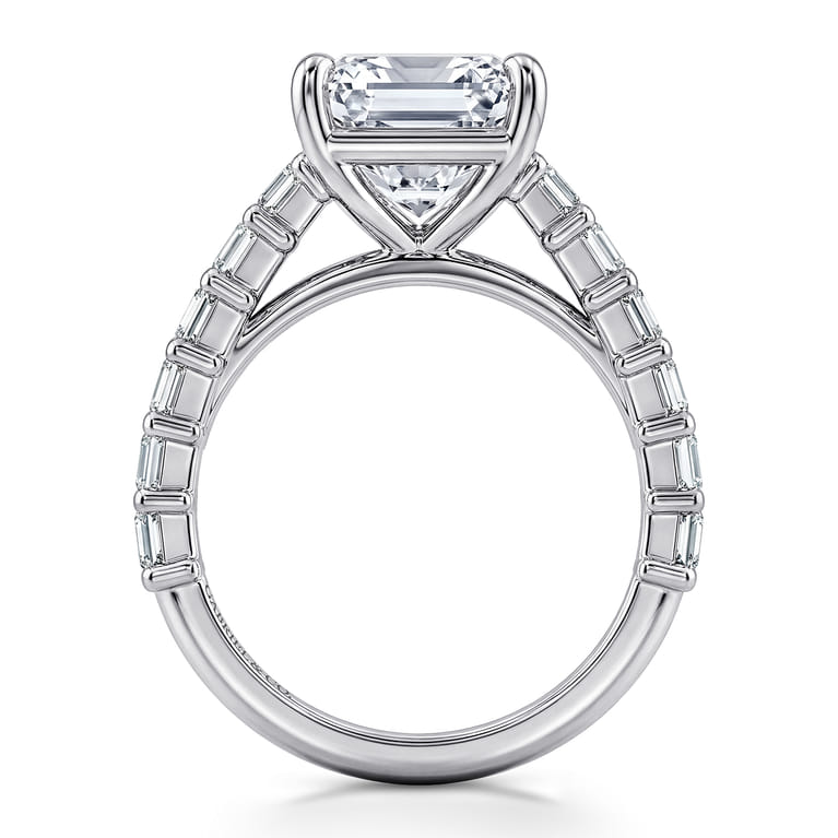 Brava - 14K White Gold Emerald Cut Diamond Engagement Ring - 1.8 ct - Shot 2