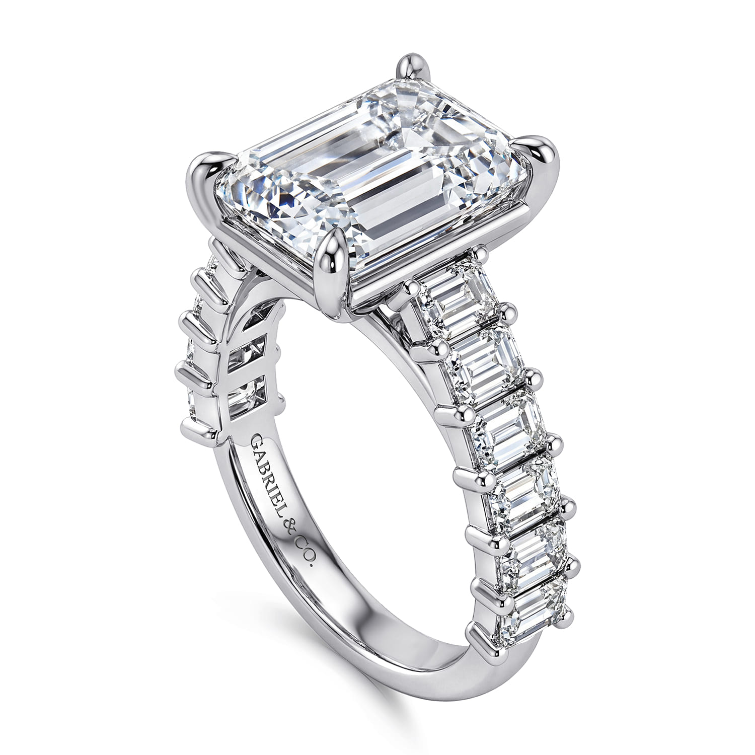 Brava - 14K White Gold Emerald Cut Diamond Engagement Ring - 1.8 ct - Shot 3