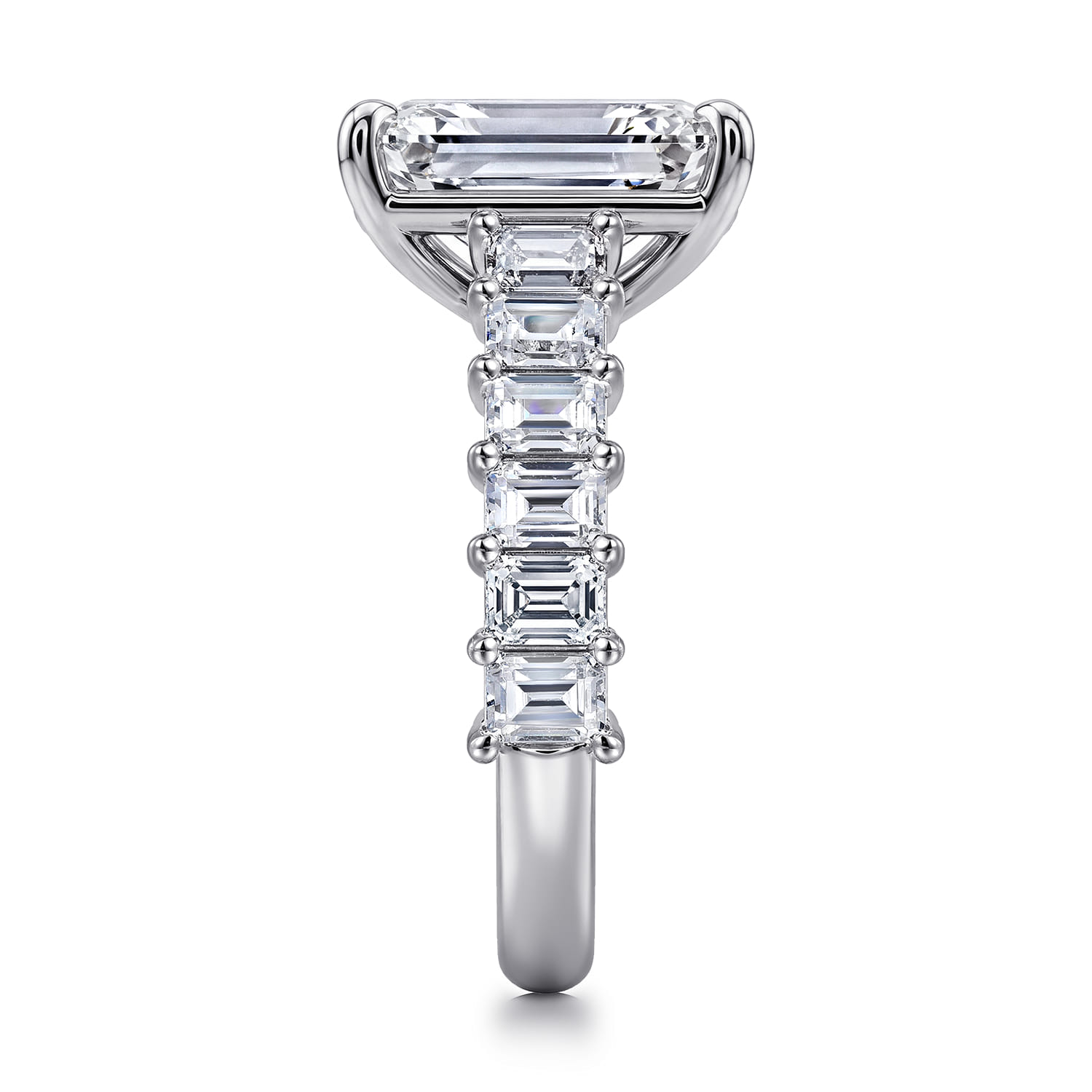 Brava - 14K White Gold Emerald Cut Diamond Engagement Ring - 1.8 ct - Shot 4