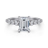 Emberlie - 14K White Gold Emerald Cut Diamond Engagement Ring - 0.5 ct