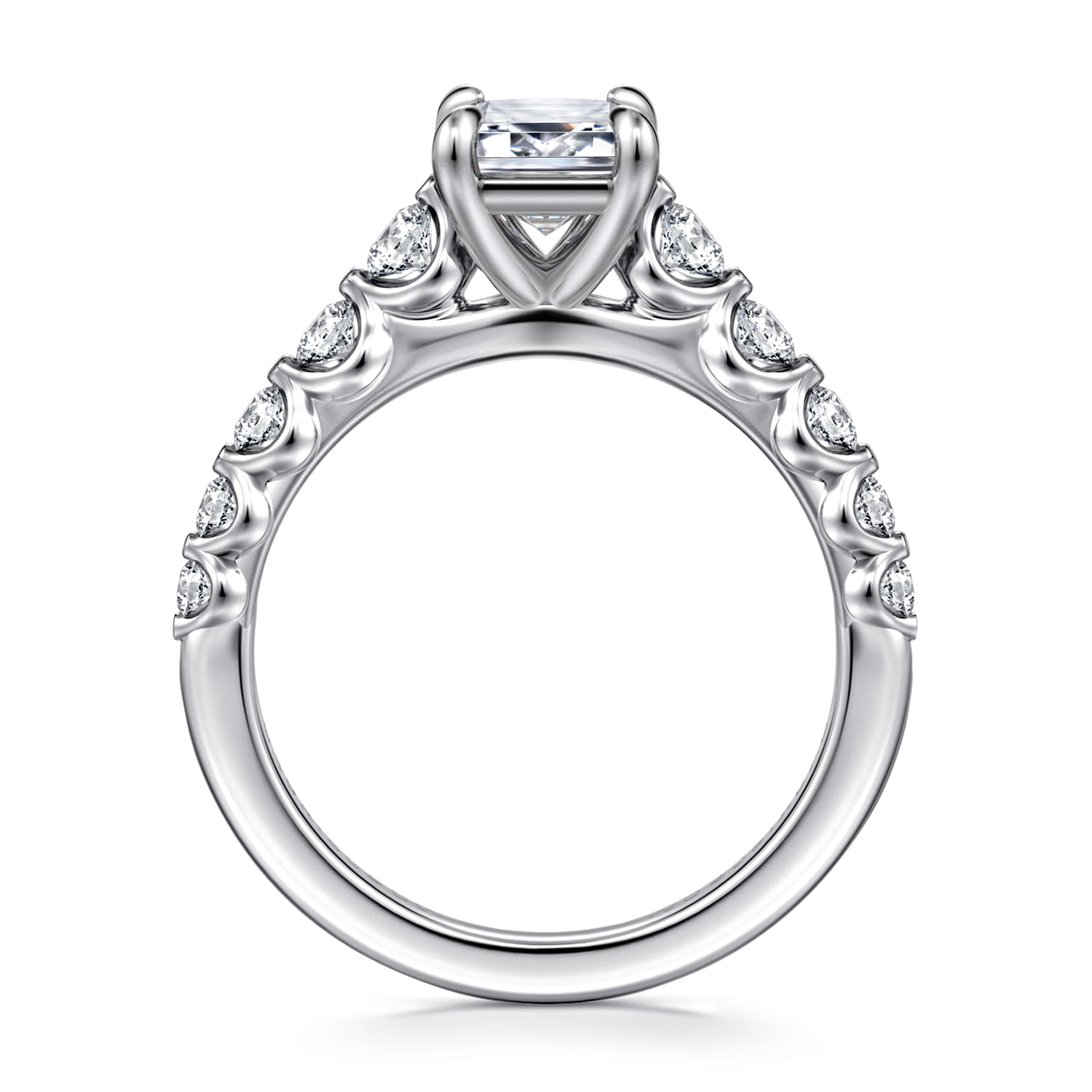 Emberlie - 14K White Gold Emerald Cut Diamond Engagement Ring - 0.5 ct - Shot 2