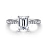 Franka - 14K White Gold Emerald Cut Hidden Halo Diamond Engagement Ring - 0.3 ct