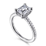 Franka - 14K White Gold Emerald Cut Hidden Halo Diamond Engagement Ring - 0.3 ct