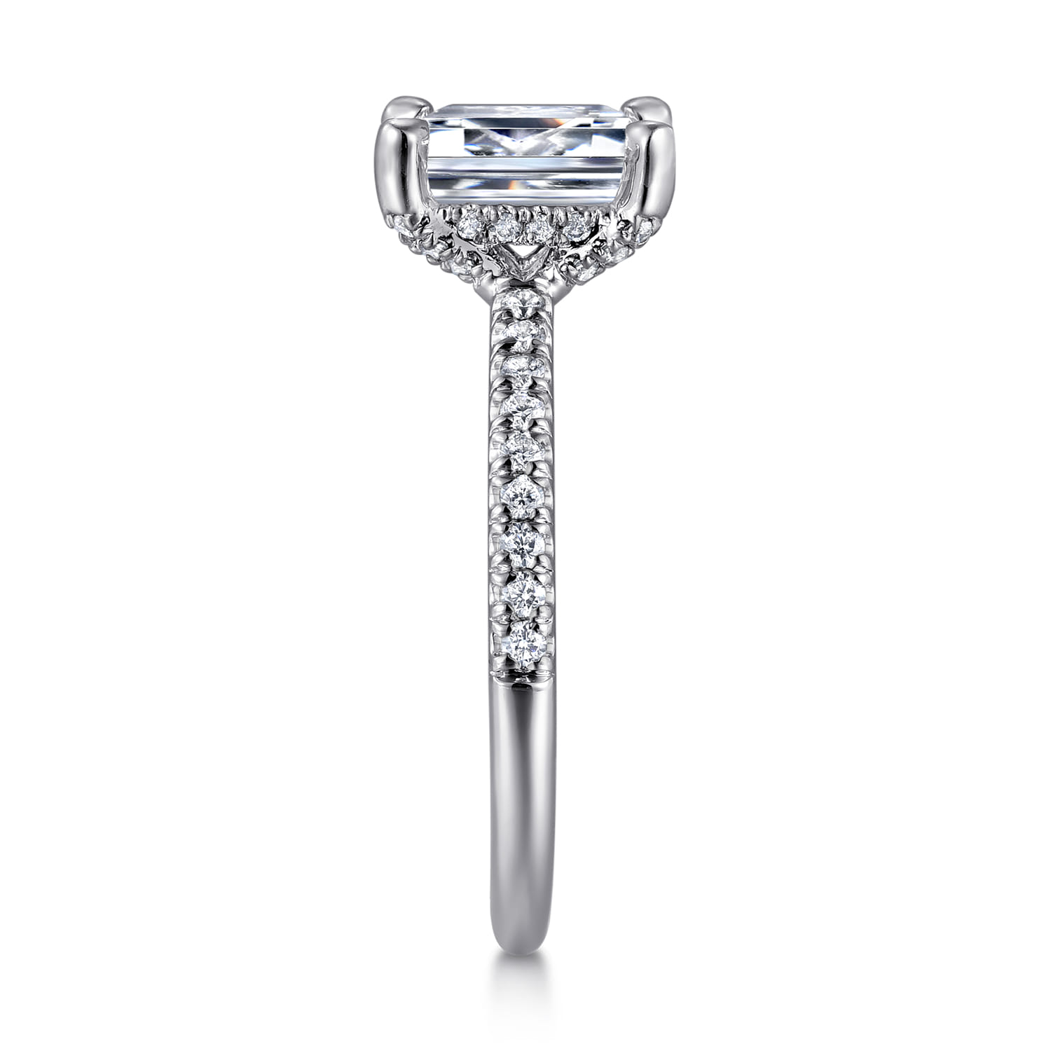 Franka - 14K White Gold Emerald Cut Hidden Halo Diamond Engagement Ring - 0.3 ct - Shot 5