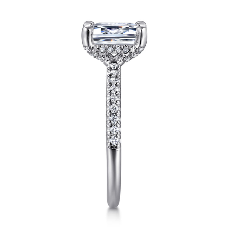 Franka - 14K White Gold Emerald Cut Hidden Halo Diamond Engagement Ring - 0.3 ct - Shot 5