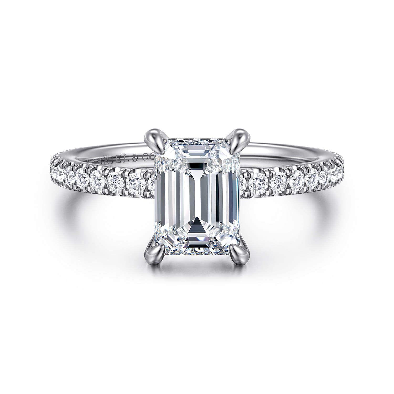 Alisa - 14K White Gold Emerald Cut Diamond Engagement Ring - 0.5 ct - Shot 1