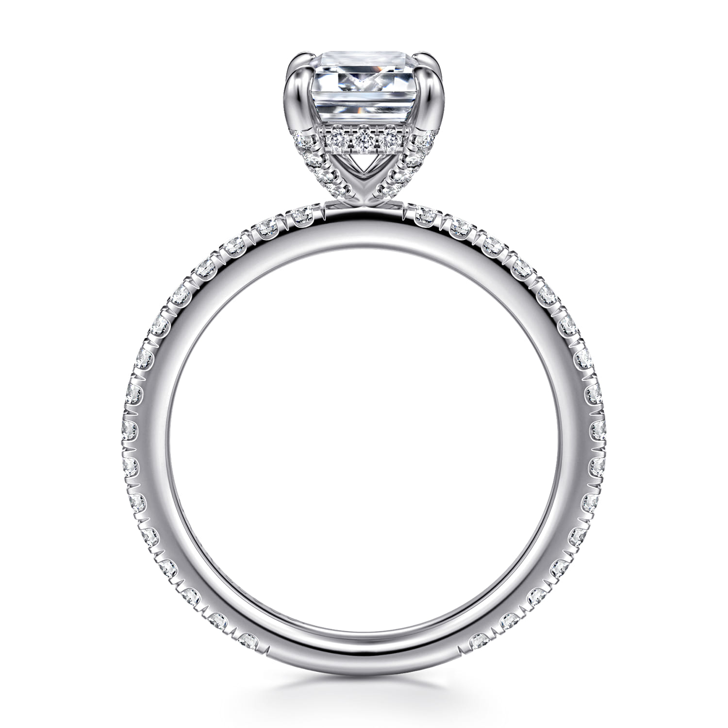 Alisa - 14K White Gold Emerald Cut Diamond Engagement Ring - 0.5 ct - Shot 2