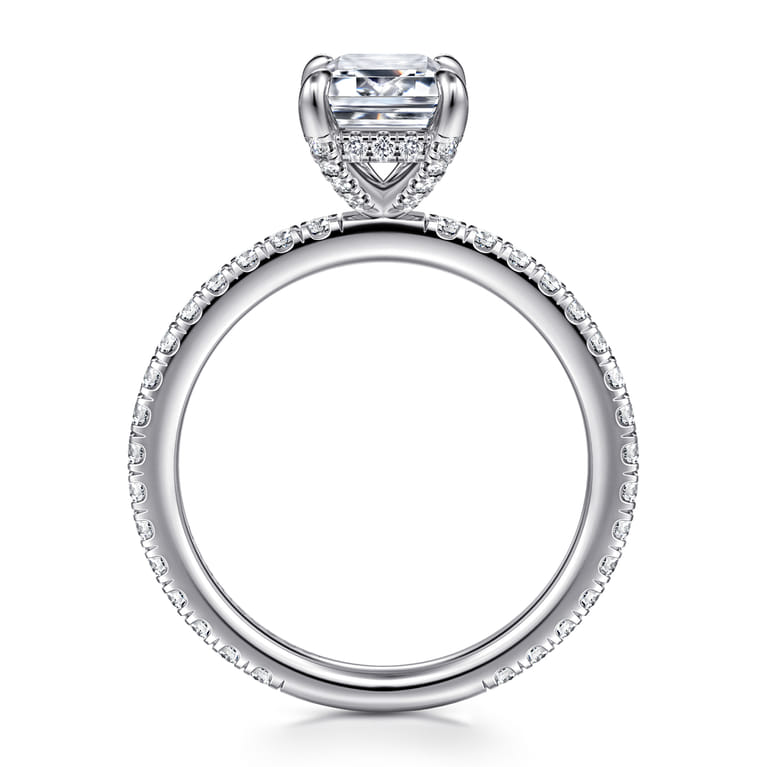 Alisa - 14K White Gold Emerald Cut Diamond Engagement Ring - 0.5 ct - Shot 2