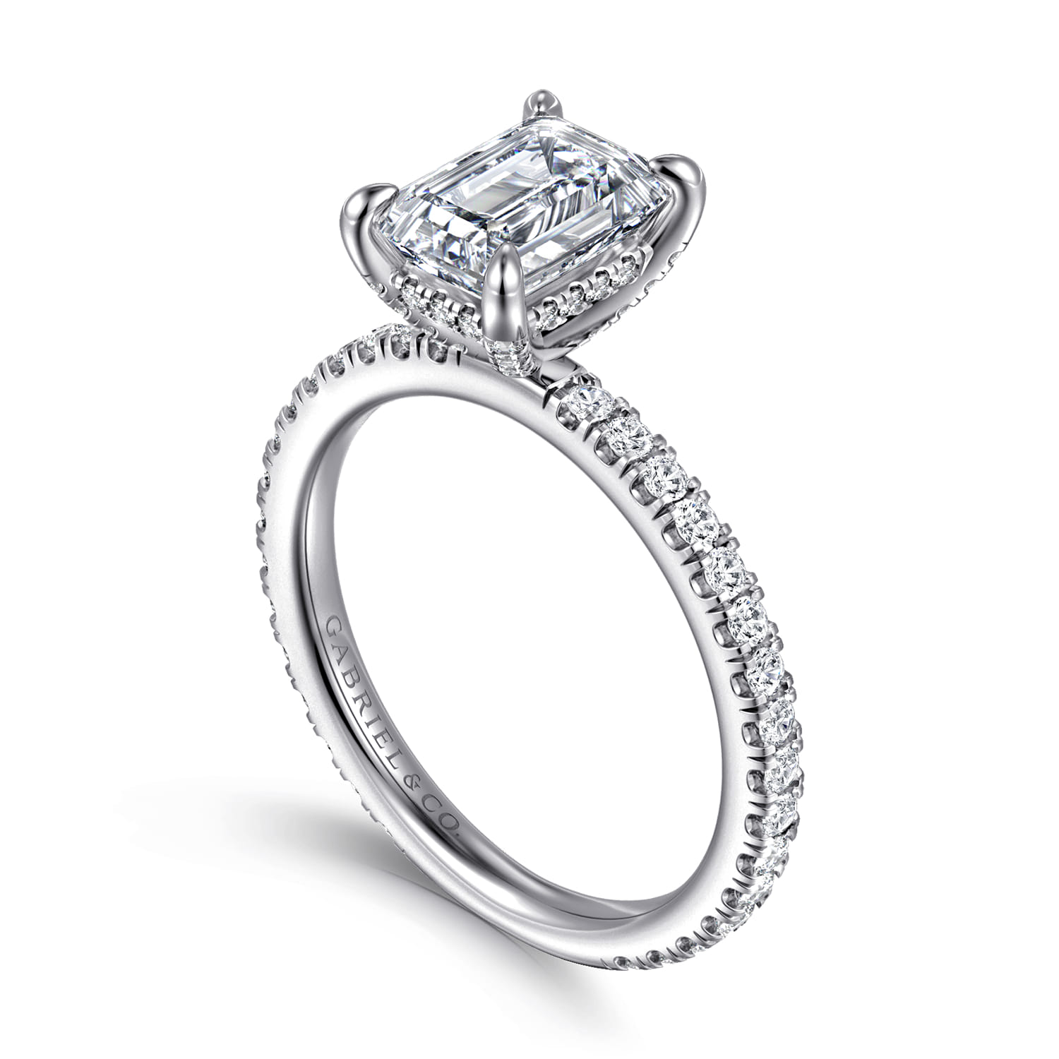 Alisa - 14K White Gold Emerald Cut Diamond Engagement Ring - 0.5 ct - Shot 3