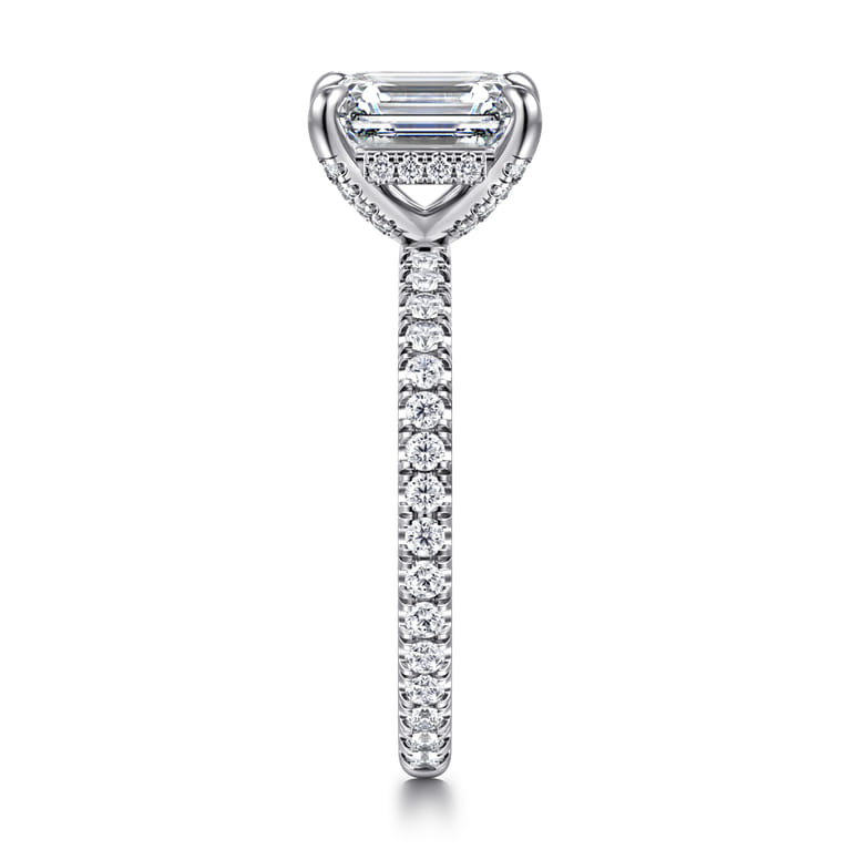 Alisa - 14K White Gold Emerald Cut Diamond Engagement Ring - 0.5 ct - Shot 4