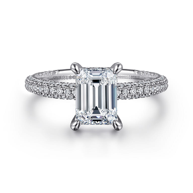 Alinna - 14K White Gold Emerald Cut Diamond Engagement Ring - 0.7 ct - Shot 1