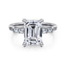 Eva - 14K White Gold Emerald Cut Diamond Engagement Ring - 0.35 ct