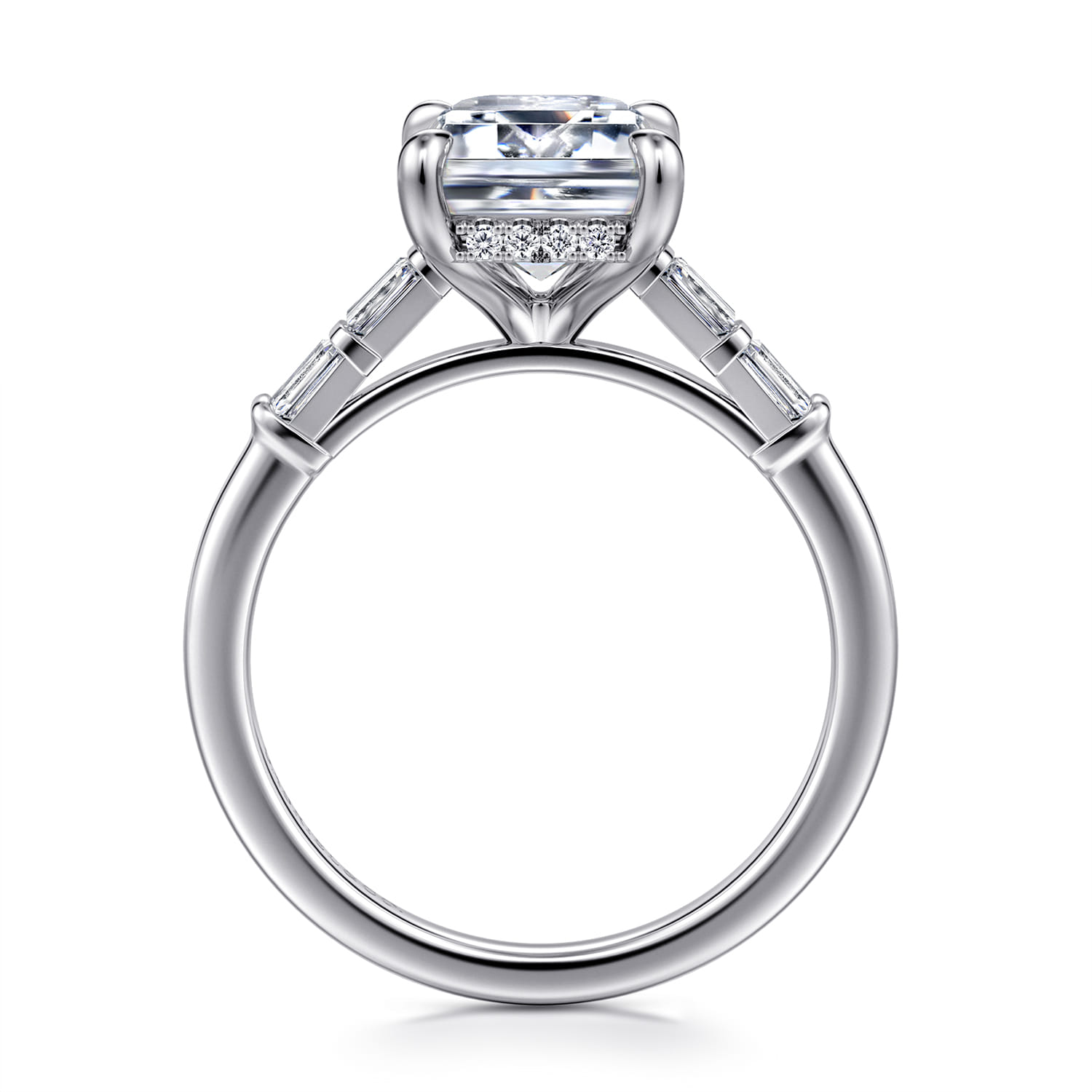 Eva - 14K White Gold Emerald Cut Diamond Engagement Ring - 0.35 ct - Shot 2
