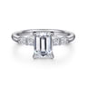 Eva - 14K White Gold Emerald Cut Diamond Engagement Ring - 0.3 ct