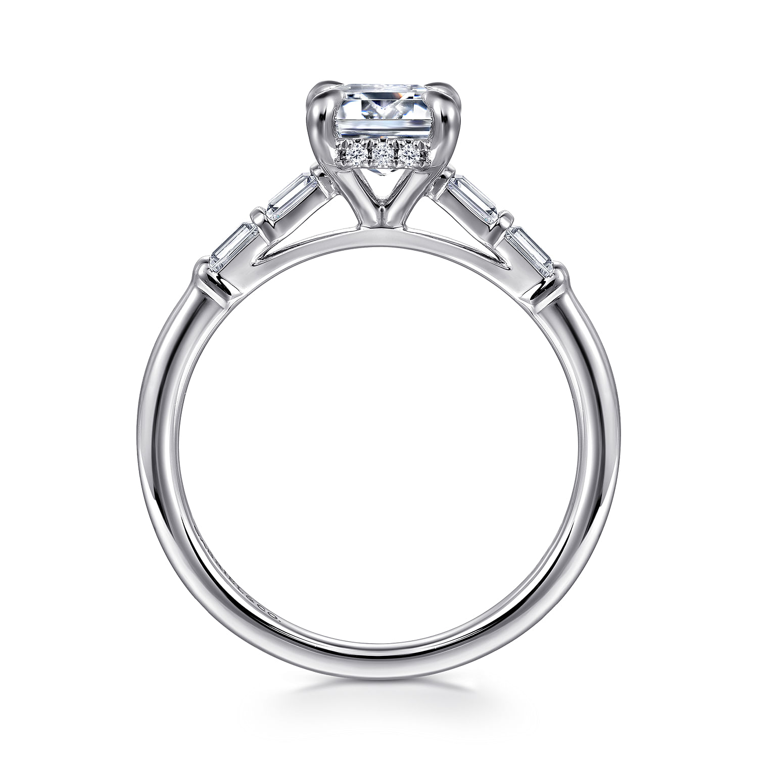 Eva - 14K White Gold Emerald Cut Diamond Engagement Ring - 0.3 ct - Shot 2
