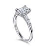 Eva - 14K White Gold Emerald Cut Diamond Engagement Ring - 0.3 ct