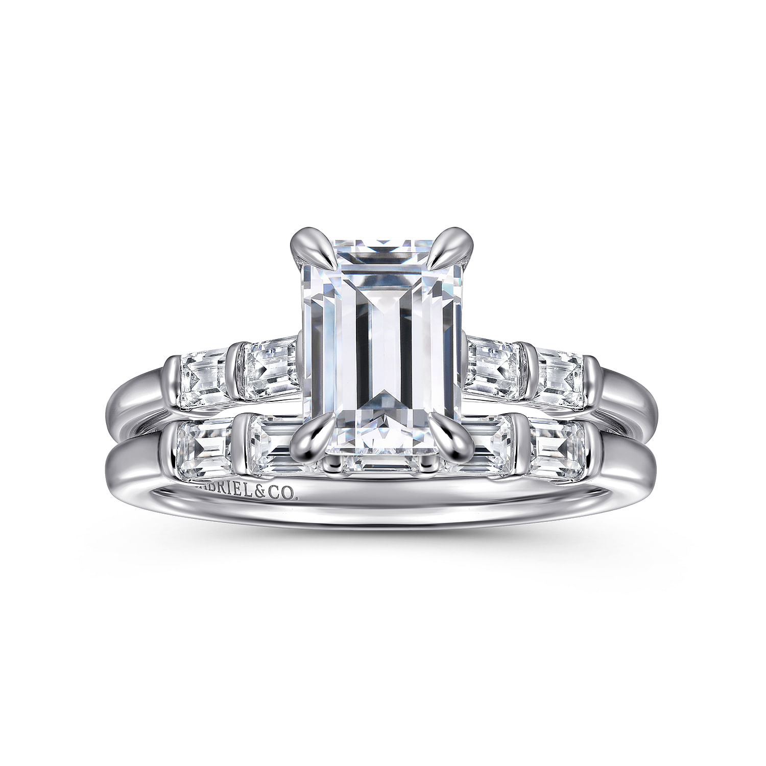Eva - 14K White Gold Emerald Cut Diamond Engagement Ring - 0.3 ct - Shot 4