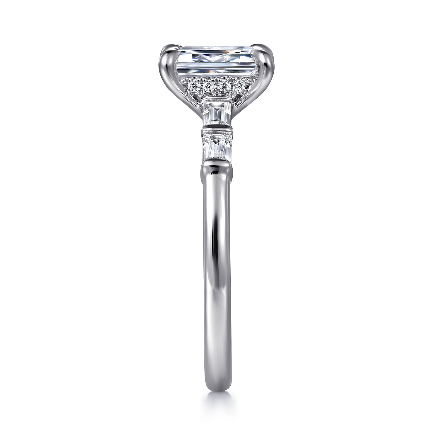 Eva - 14K White Gold Emerald Cut Diamond Engagement Ring - 0.3 ct - Shot 5