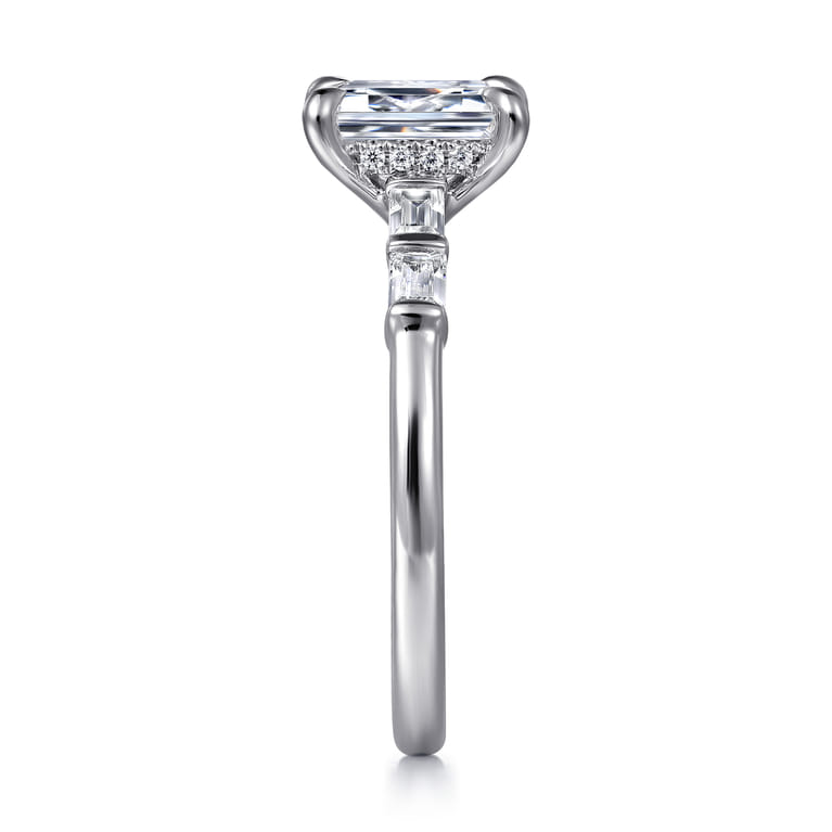 Eva - 14K White Gold Emerald Cut Five Stone Diamond Engagement Ring - 0.3 ct - Shot 5