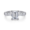 Flores - 14K White Gold Emerald Cut Five Stone Diamond Engagement Ring - 0.6 ct