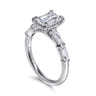 Flores - 14K White Gold Emerald Cut Five Stone Diamond Engagement Ring - 0.6 ct