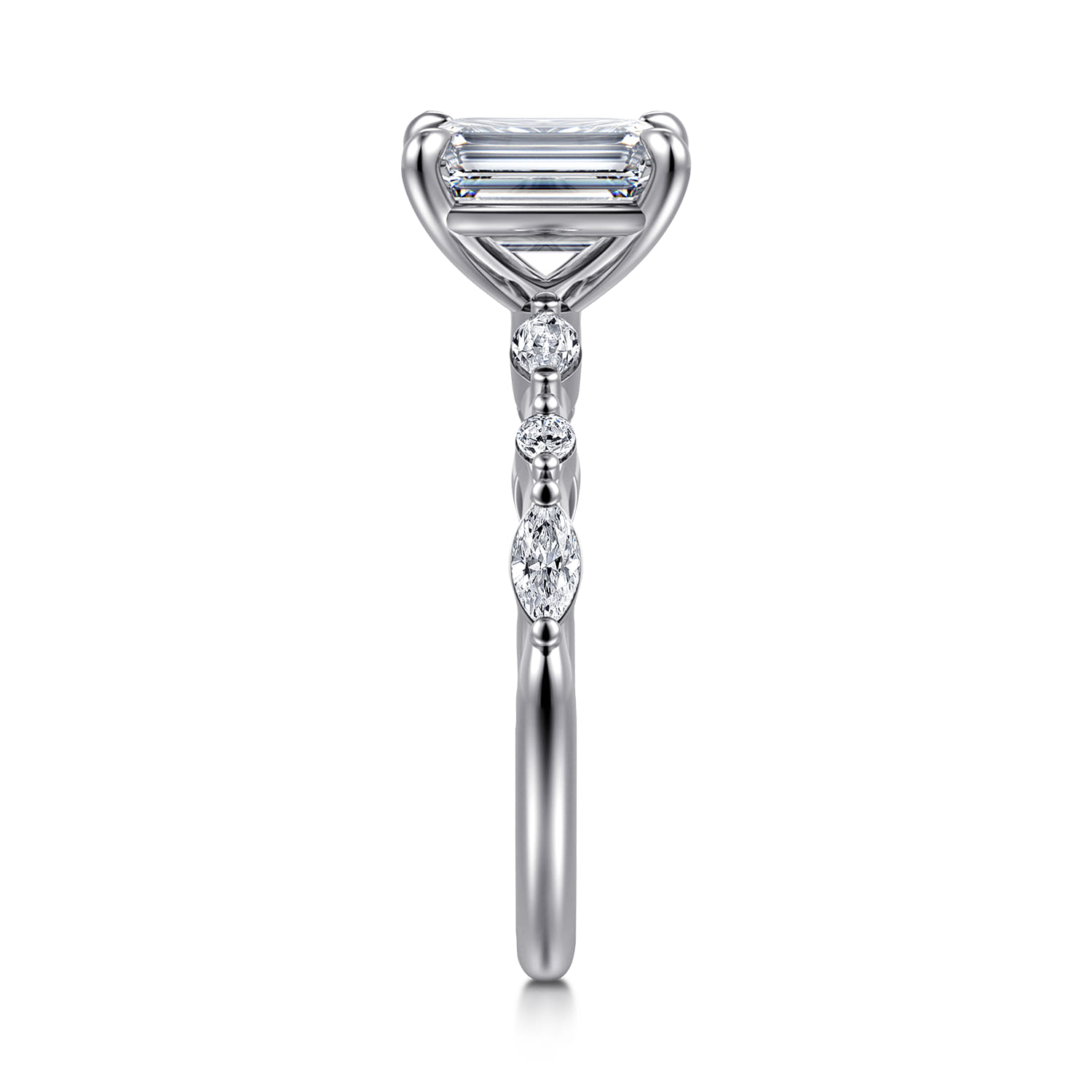 Perry - 14K White Gold Emerald Cut Diamond Engagement Ring - 0.3 ct - Shot 4