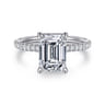 Twain - 14K White Gold Emerald Cut Diamond Engagement Ring - 0.2 ct