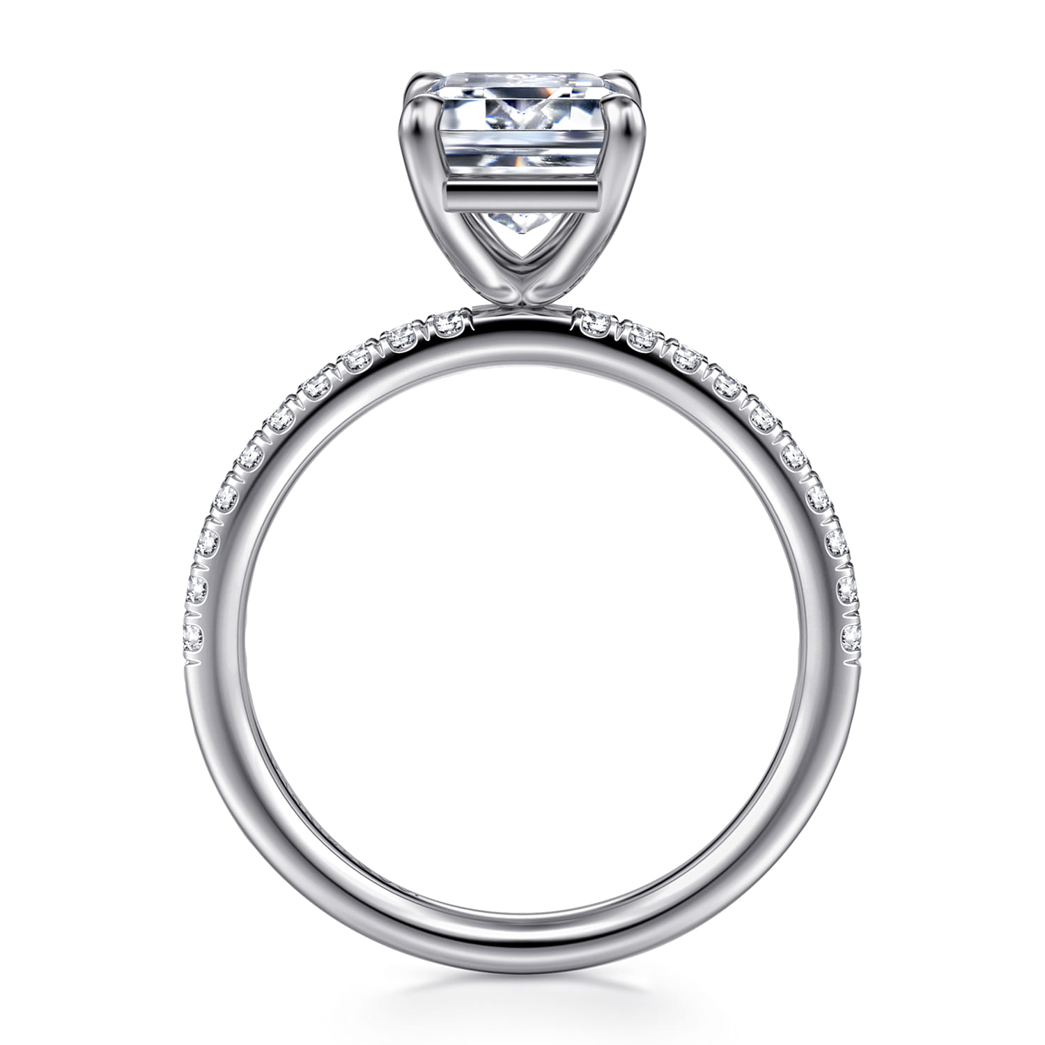 Twain - 14K White Gold Emerald Cut Diamond Engagement Ring - 0.2 ct - Shot 2