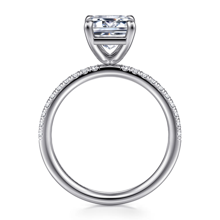 Twain - 14K White Gold Emerald Cut Diamond Engagement Ring - 0.2 ct - Shot 2