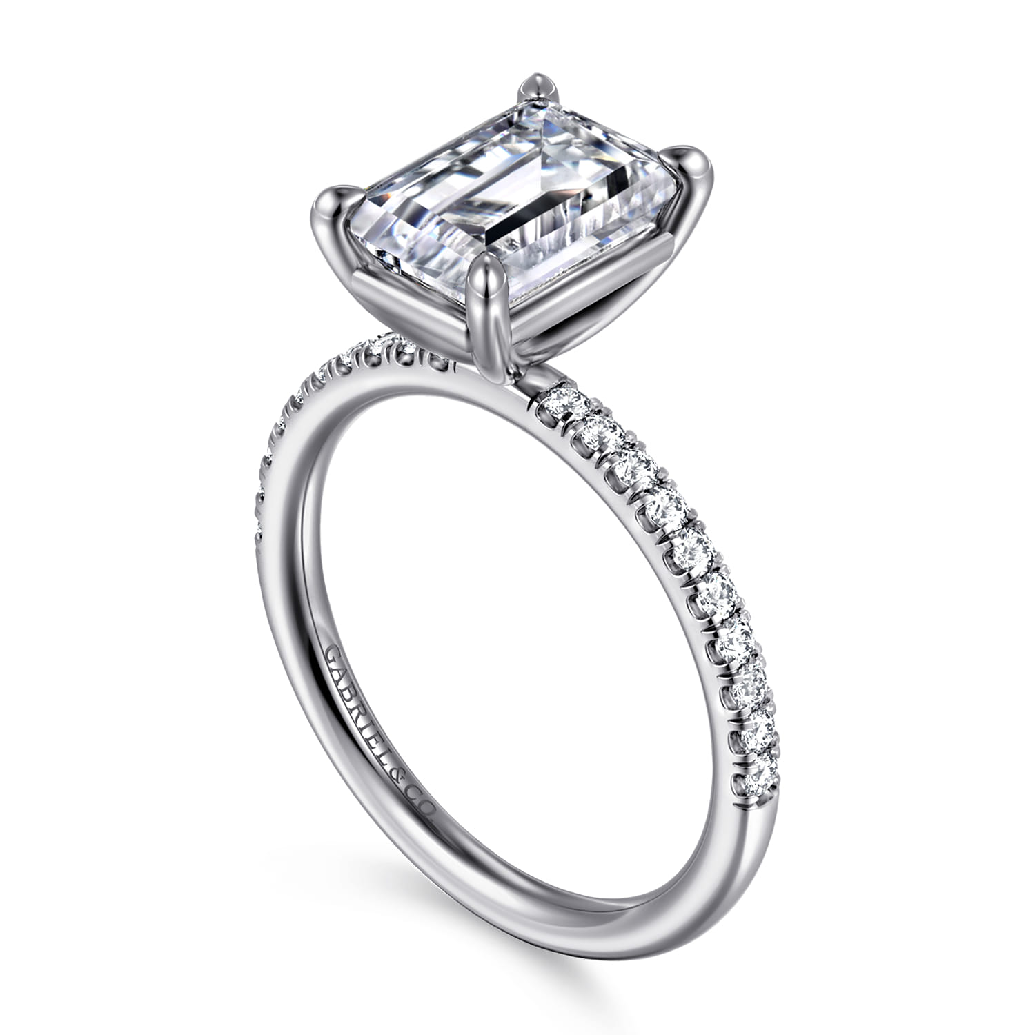 Twain - 14K White Gold Emerald Cut Diamond Engagement Ring - 0.2 ct - Shot 3