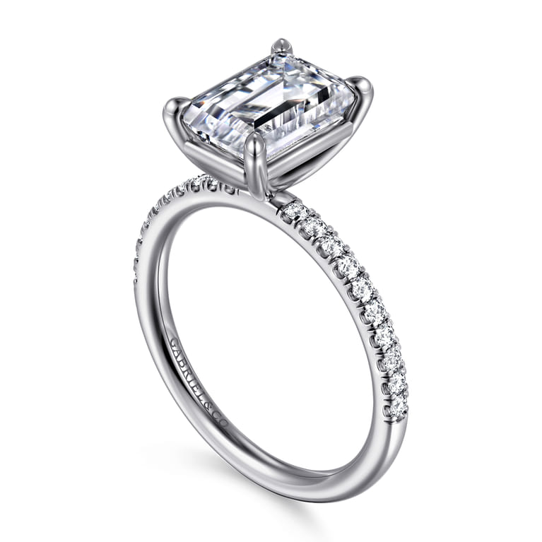 Twain - 14K White Gold Emerald Cut Diamond Engagement Ring - 0.2 ct - Shot 3