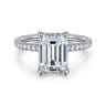 Twain - 14K White Gold Emerald Cut Diamond Engagement Ring - 0.2 ct