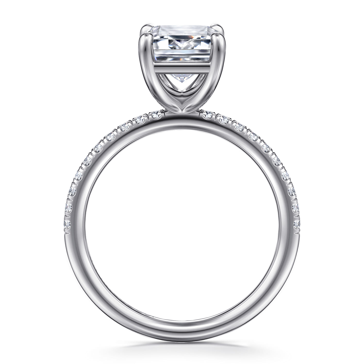 Twain - 14K White Gold Emerald Cut Diamond Engagement Ring - 0.2 ct - Shot 2