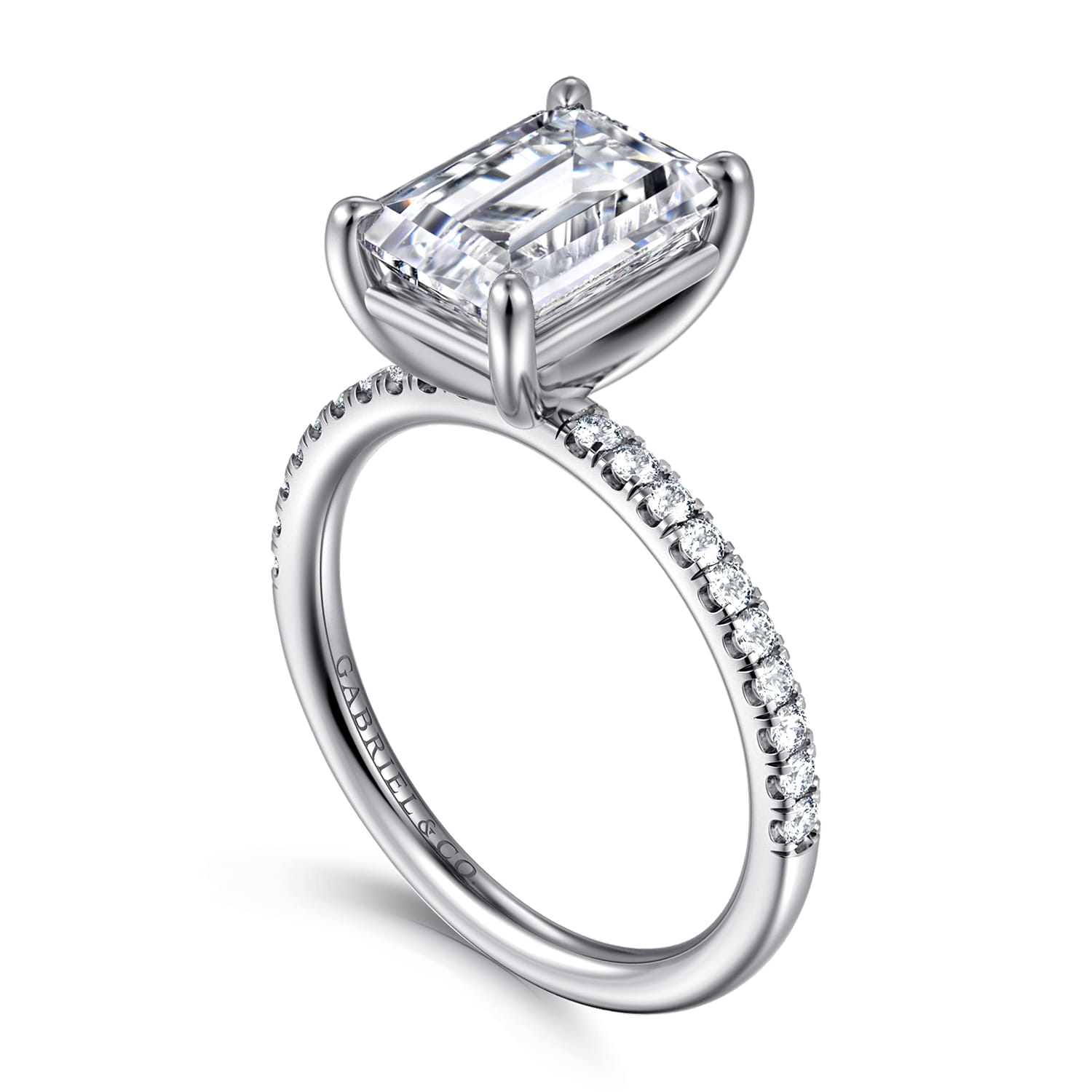 Twain - 14K White Gold Emerald Cut Diamond Engagement Ring - 0.2 ct - Shot 3