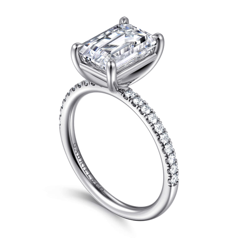 Twain - 14K White Gold Emerald Cut Diamond Engagement Ring - 0.2 ct - Shot 3
