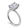 Twain - 14K White Gold Emerald Cut Diamond Engagement Ring - 0.2 ct
