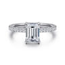 Twain - 14K White Gold Emerald Cut Diamond Engagement Ring - 0.2 ct