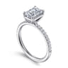 Twain - 14K White Gold Emerald Cut Diamond Engagement Ring - 0.2 ct