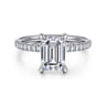 Twain - 14K White Gold Emerald Cut Diamond Engagement Ring - 0.2 ct