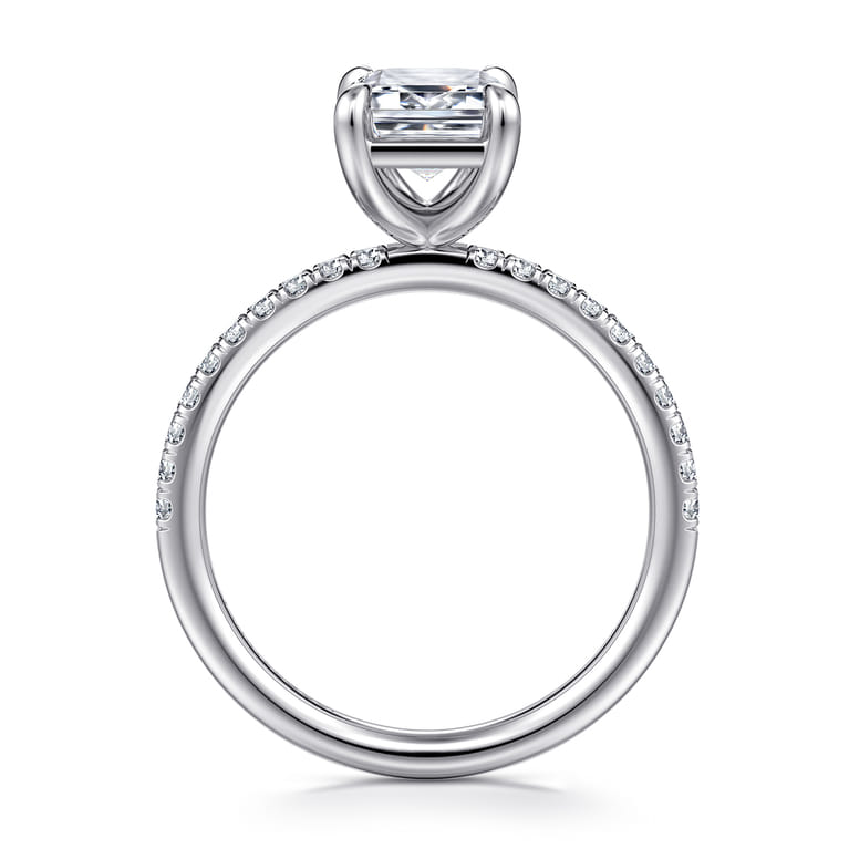 Twain - 14K White Gold Emerald Cut Diamond Engagement Ring - 0.2 ct - Shot 2