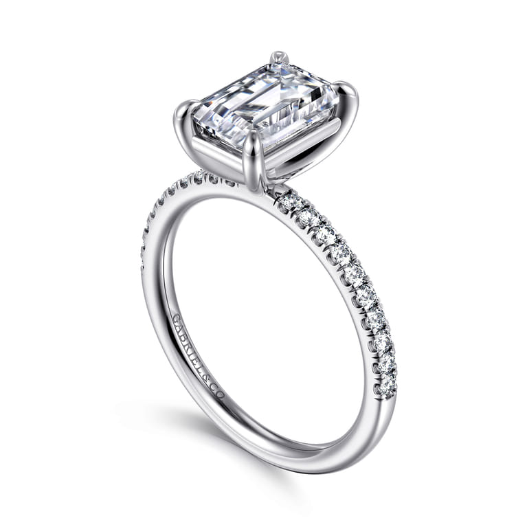Twain - 14K White Gold Emerald Cut Diamond Engagement Ring - 0.2 ct - Shot 3