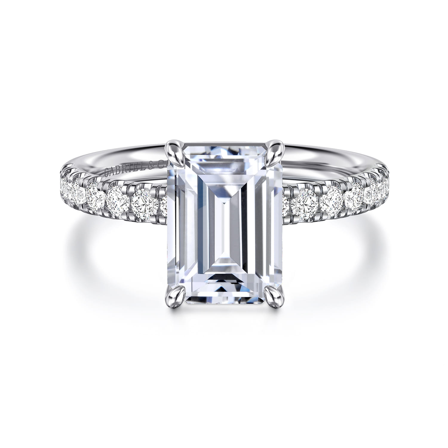 Winslow - 14K White Gold Emerald Cut Diamond Engagement Ring - 0.36 ct - Shot 1