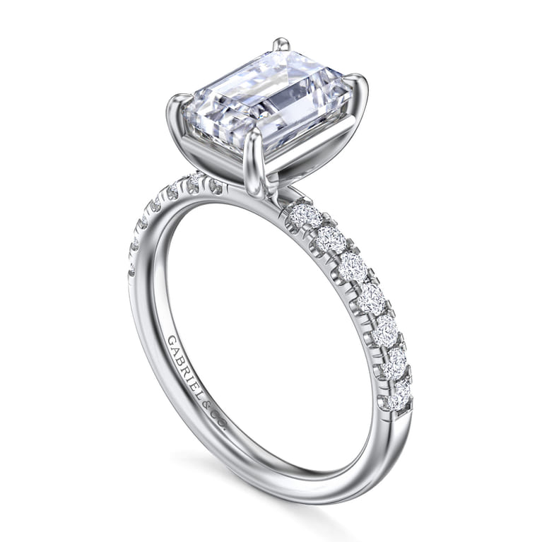 Winslow - 14K White Gold Emerald Cut Diamond Engagement Ring - 0.36 ct - Shot 3