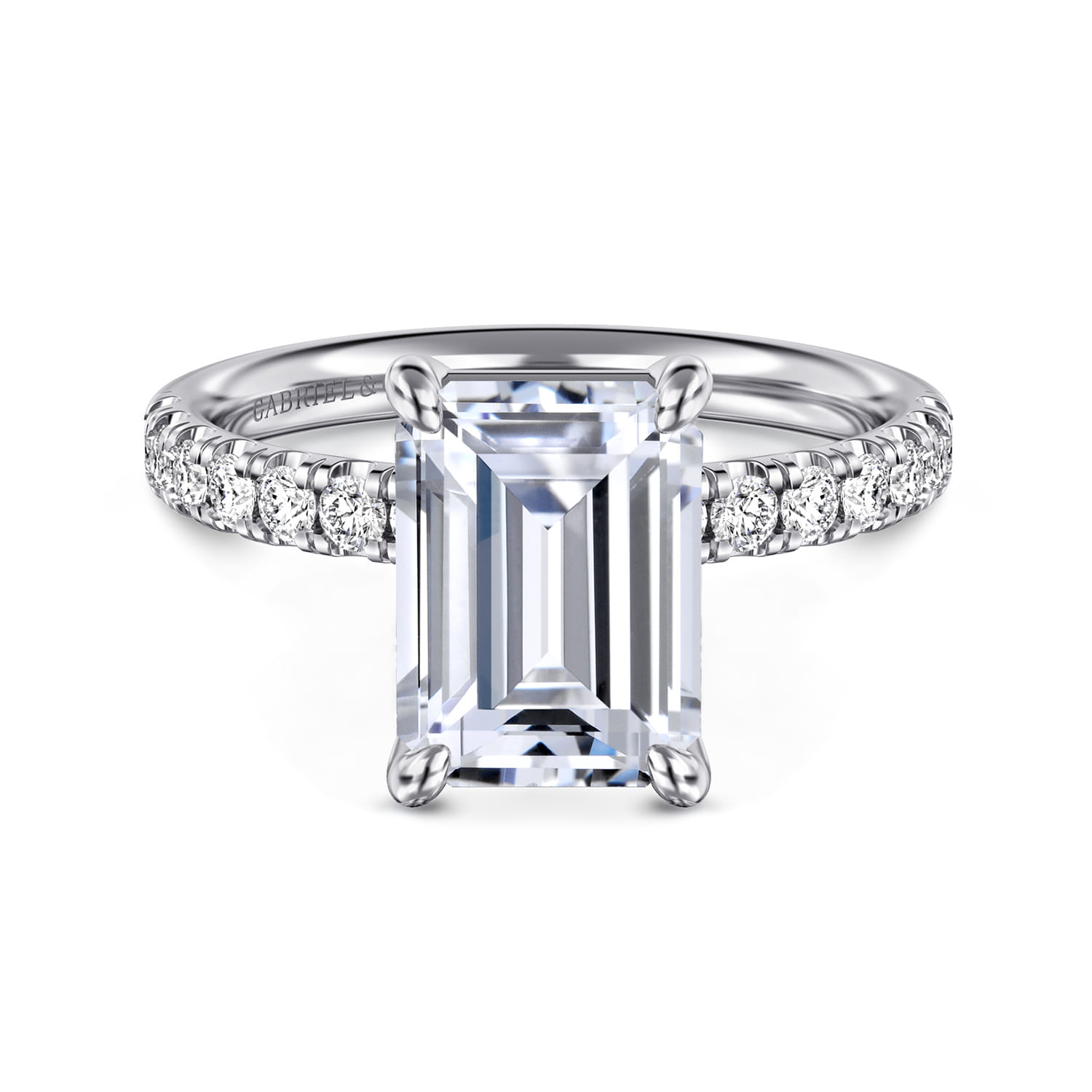 Winslow - 14K White Gold Emerald Cut Diamond Engagement Ring - 0.38 ct - Shot 1