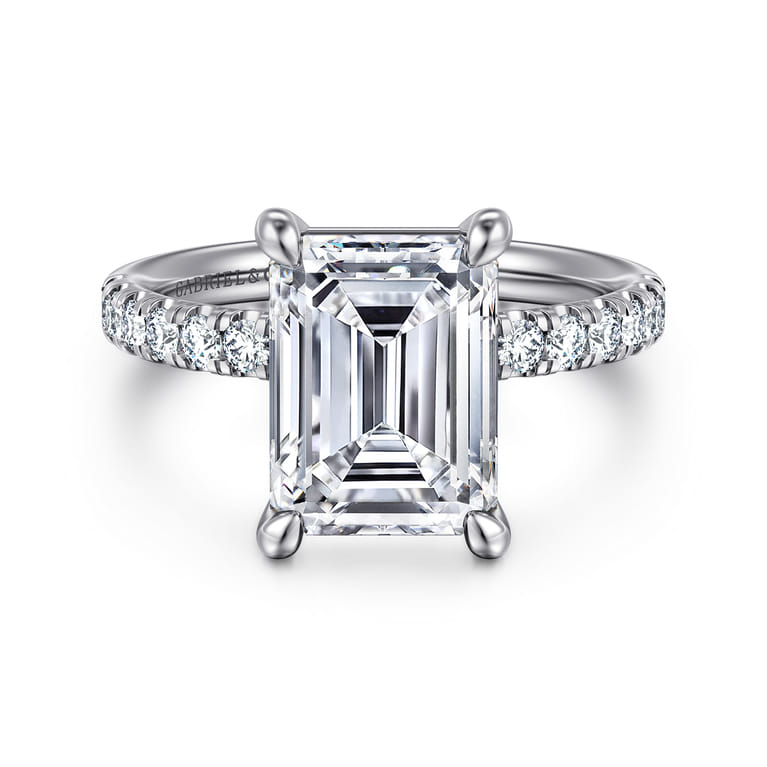 Winslow - 14K White Gold Emerald Cut Diamond Engagement Ring - 0.4 ct - Shot 1